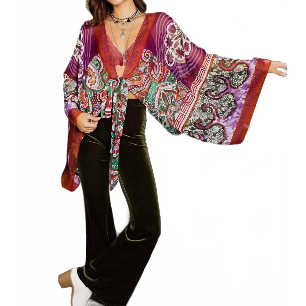 NEW LETO boho chic tie front wrap in maroon